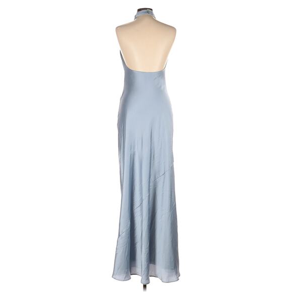 Show Me Your Mumu Jasmine Halter Maxi Dress Steel Blue Luxe Satin M NWT - Picture 6 of 9